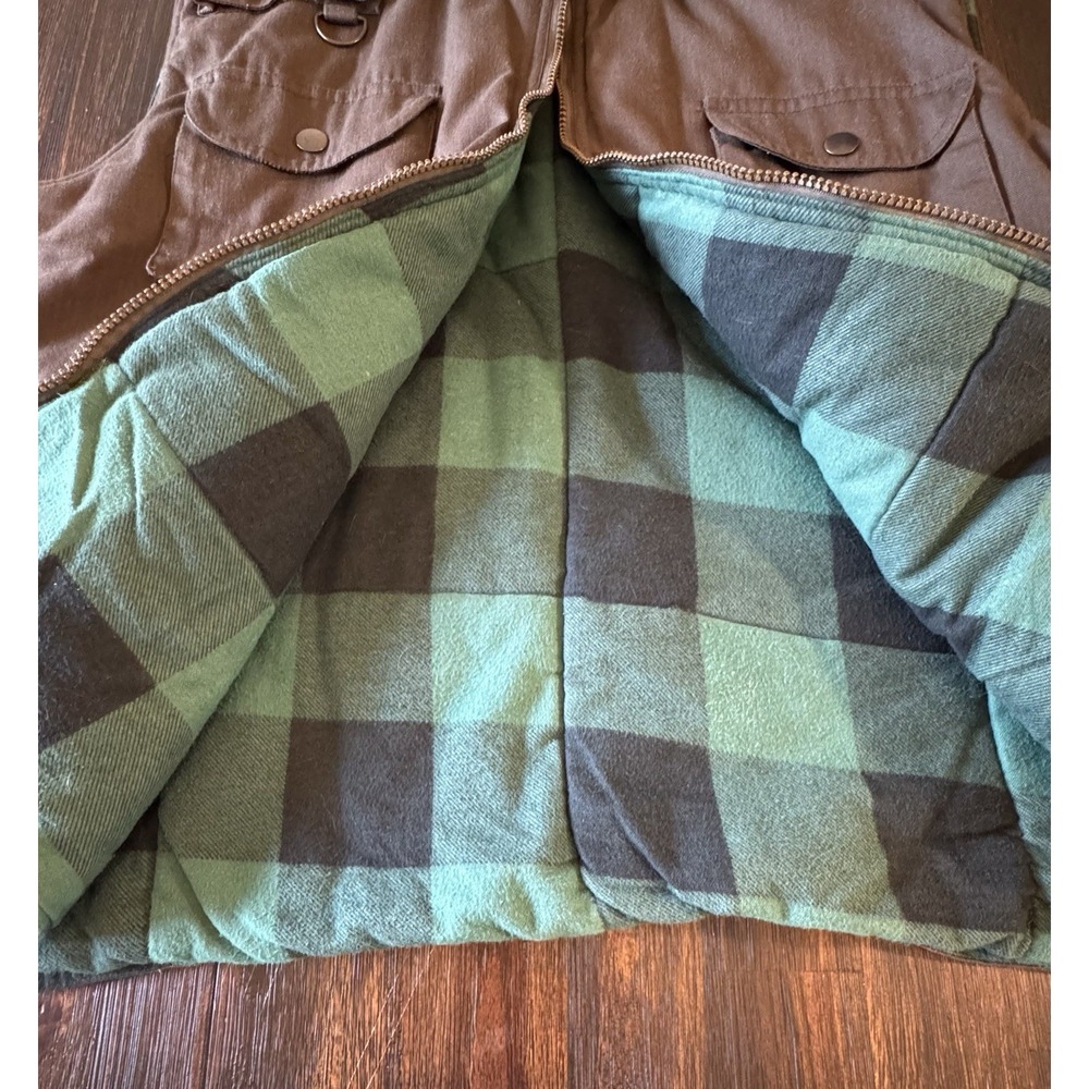 VTG Branded Lion Outdoor Gilet Mens Large Padded Vest Brown Utility Chore - Picture 4 of 9